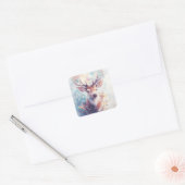 Kosmische Hertenbok Omringd door Hemelse Bladeren Vierkante Sticker (Envelop)