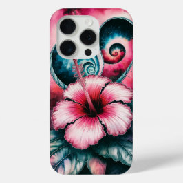 Kosmische Hibiscus Dromen Roze Tropische Bloem iPhone 15 Pro Case