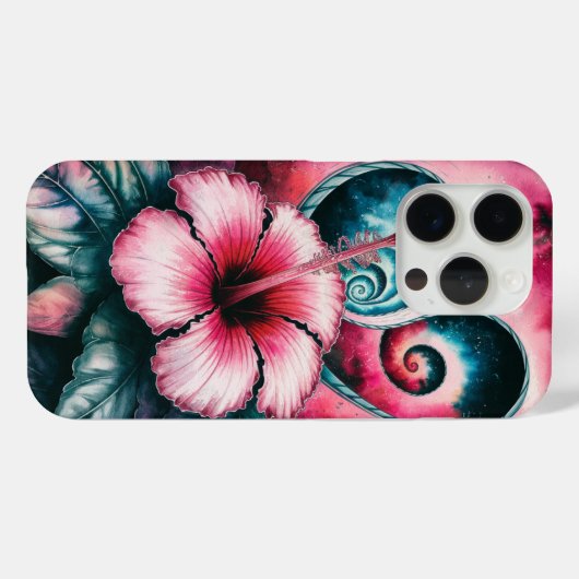 Kosmische Hibiscus Dromen Roze Tropische Bloem Case-Mate iPhone Case (Achterkant (horizontaal))