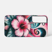 Kosmische Hibiscus Dromen Roze Tropische Bloem Samsung Galaxy Hoesje (Achterkant horizontaal)