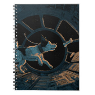 Kosmische hond achtervolgt bot in de ruimte notitieboek