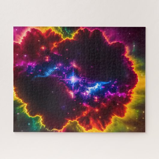 Kosmische Indigo Fantasy Cloud met Starry Center Legpuzzel (Horizontaal)