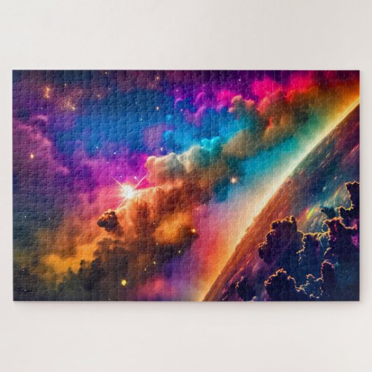 Kosmische indigo hemels boven de aarde legpuzzel (Horizontaal)