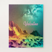 Kosmische Indigo Planet onder Amazing Universe Afb Legpuzzel (Verticaal)