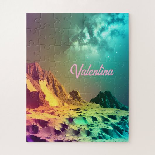 Kosmische Indigo Planet onder Amazing Universe Afb Legpuzzel (Verticaal)