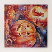 Kosmische Jack-o'-Lanterns: een Halloween-fantasie Legpuzzel (Horizontaal)