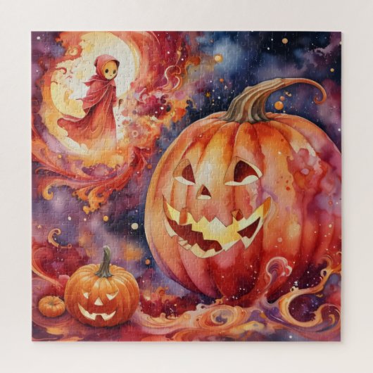 Kosmische Jack-o'-Lanterns: een Halloween-fantasie Legpuzzel (Verticaal)
