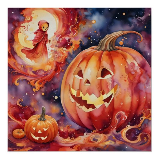 Kosmische Jack-o'-Lanterns: een Halloween-fantasie Perfect Poster (Voorkant)