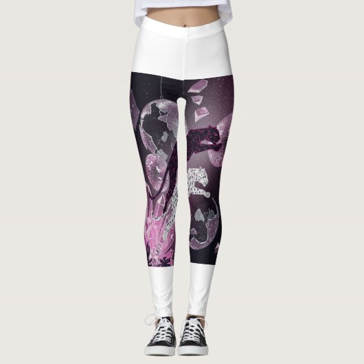 Kosmische Jaguar Disco Glam Leggings 🐆✨ (Voorkant)