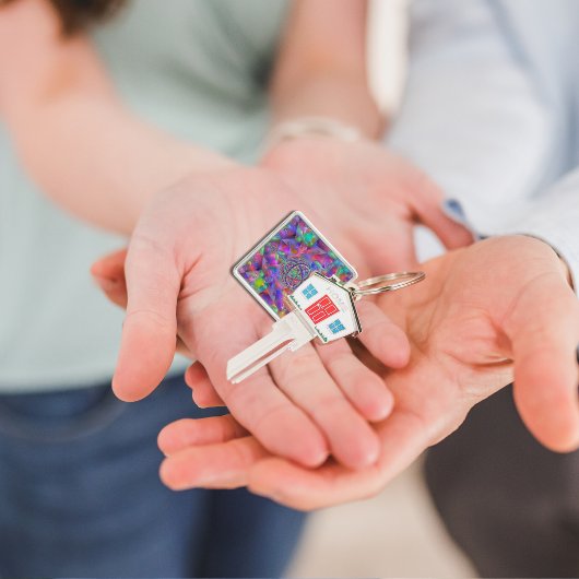 Kosmische Kaleidoscoop: Kleurrijke Triquetra Sleut Sleutelhanger