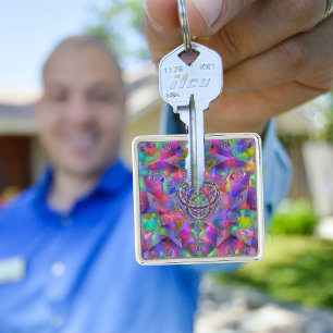 Kosmische Kaleidoscoop: Kleurrijke Triquetra Sleut Sleutelhanger