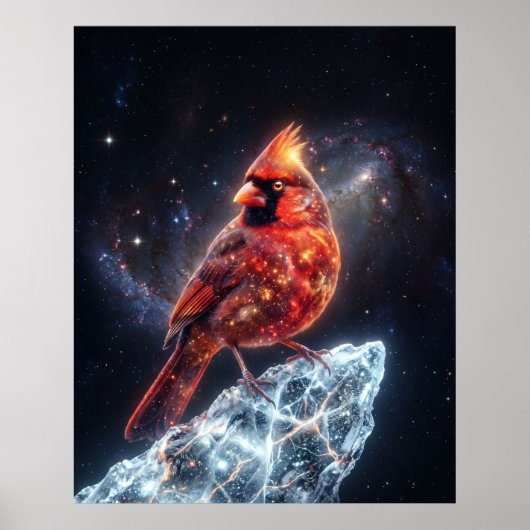 Kosmische Kardinaal Bevroren Komeet Ruimte Kunst Poster (Voorkant)