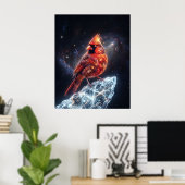 Kosmische Kardinaal Bevroren Komeet Ruimte Kunst Poster (Thuiskantoor)