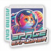 Kosmische Kat Astronaut Sticker (Voorkant)