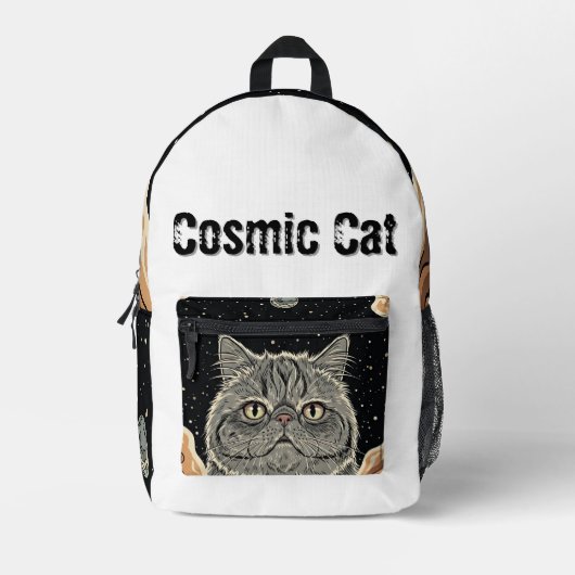 Kosmische Kat Bedrukte Rugzak (Voorkant)