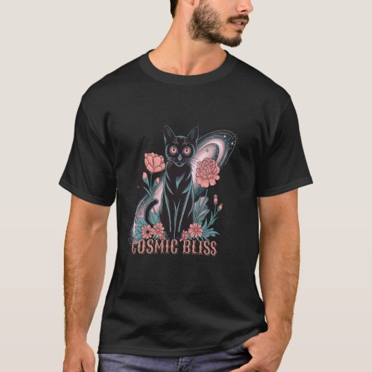 Kosmische Kat Boho Hemelse Hekserij-esthetiek T-shirt (Voorkant)