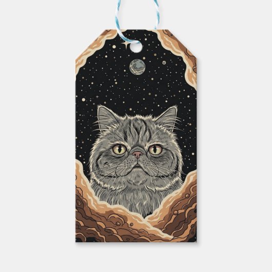 Kosmische Kat Cadeaulabel (Voorkant)
