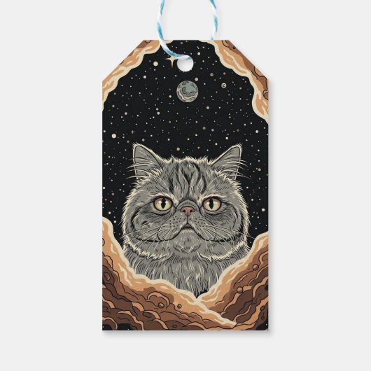 Kosmische Kat Cadeaulabel (Achterkant)