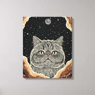 Kosmische Kat Canvas Afdruk