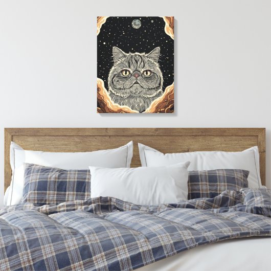 Kosmische Kat Canvas Afdruk (Insitu (Slaapkamer))