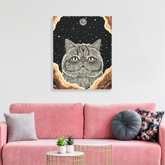 Kosmische Kat Canvas Afdruk (Insitu (Woonkamer))