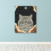 Kosmische Kat Canvas Afdruk (Insitu (Houten vloer))