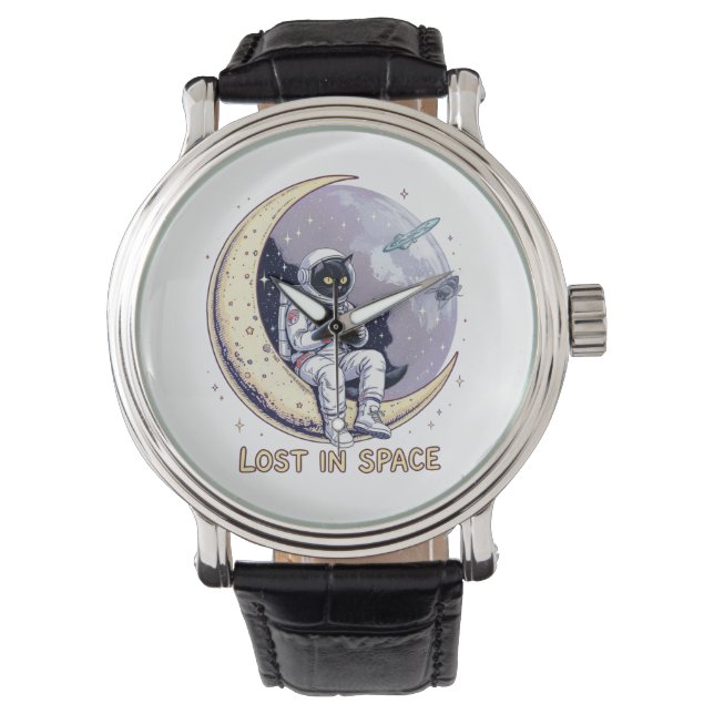 Kosmische kat contemplatie horloge (Voorkant)