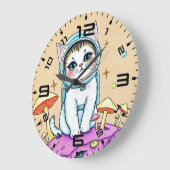 Kosmische kat droomt retro klok (Hoek)