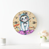 Kosmische kat droomt retro klok (Huis)