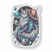 Kosmische kat Een hemels avontuur Sticker (Voorkant)