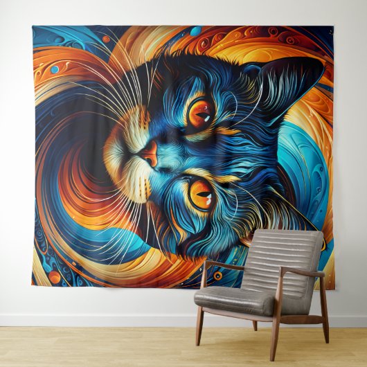 Kosmische kat: een levendig digitaal meesterwerk wandkleed (In Situ (horizontaal))