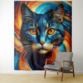 Kosmische kat: een levendig digitaal meesterwerk wandkleed (In situ)
