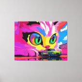 Kosmische kat en de kleine auto canvas afdruk (Voorkant)