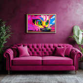 Kosmische kat en de kleine auto canvas afdruk