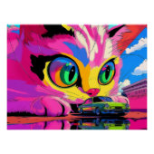 Kosmische kat en de kleine auto perfect poster (Voorkant)