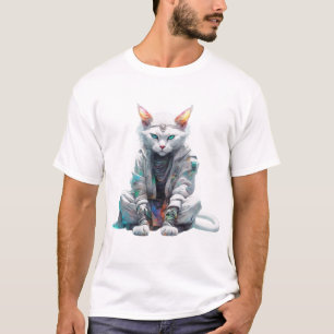 Kosmische kat in meditatieve houding t-shirt