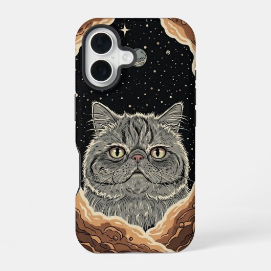 Kosmische Kat iPhone 16 Hoesje (Achterkant)