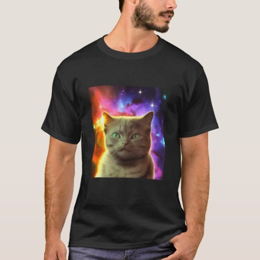 Kosmische Kat Katje in Ruimteontwerp T-shirt (Voorkant)