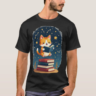 Kosmische Kat Leest Boek Ruimte Sterrenbeeld BoekN T-shirt