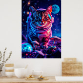 Kosmische kat op Disco MuShrooms Poster (Keuken)
