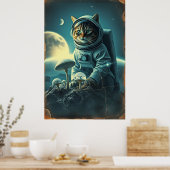 Kosmische kat op Disco MuShrooms Poster (Keuken)