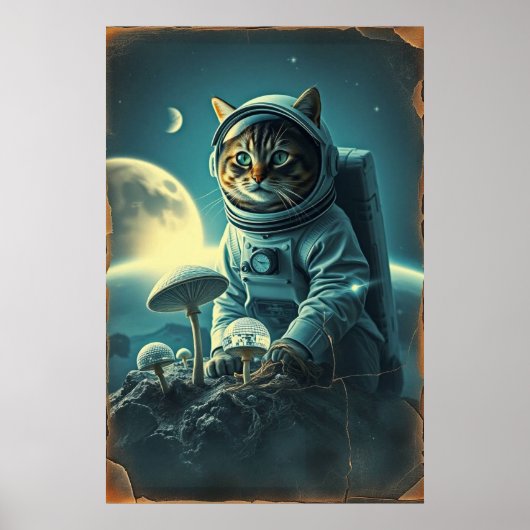 Kosmische kat op Disco MuShrooms Poster (Voorkant)