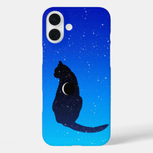 Kosmische kat op een sterrenhemel achtergrond iPhone 16 plus hoesje