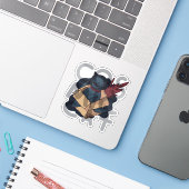 Kosmische Kat Sticker (Laptop met iPhone)