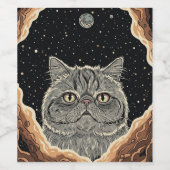 Kosmische Kat Wijn Etiket (Enkel label)