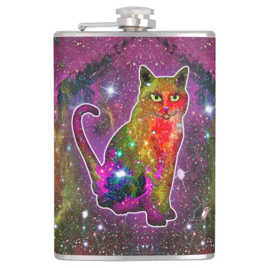 Kosmische Kat Zeta Heupfles (Voorkant)