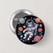 Kosmische Katstronaut in Neon Space Vaporwave Ronde Button 5,7 Cm (Voorkant /achterkant)