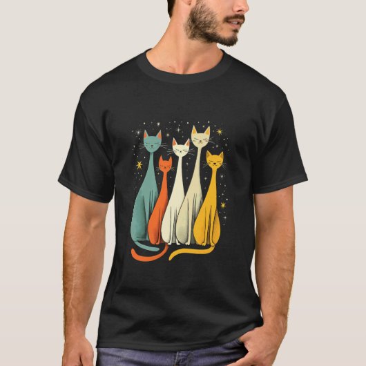 Kosmische Katten Onder De Nachthemel T-shirt (Voorkant)