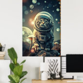 Kosmische Kattenreis - Retro Space Poster (Thuiskantoor)