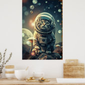 Kosmische Kattenreis - Retro Space Poster (Keuken)